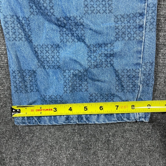 Vans Range Elastic Drawstring Mended Check Crop Pants Size Small Blue 0695 - Picture 9 of 10